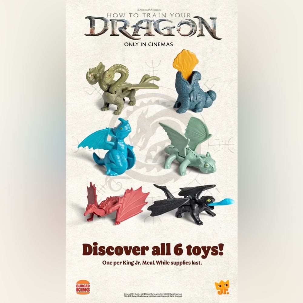 Set of 2 Burger King How To Train Your Dragon kids meal toys 2025 🦕NEW🦕